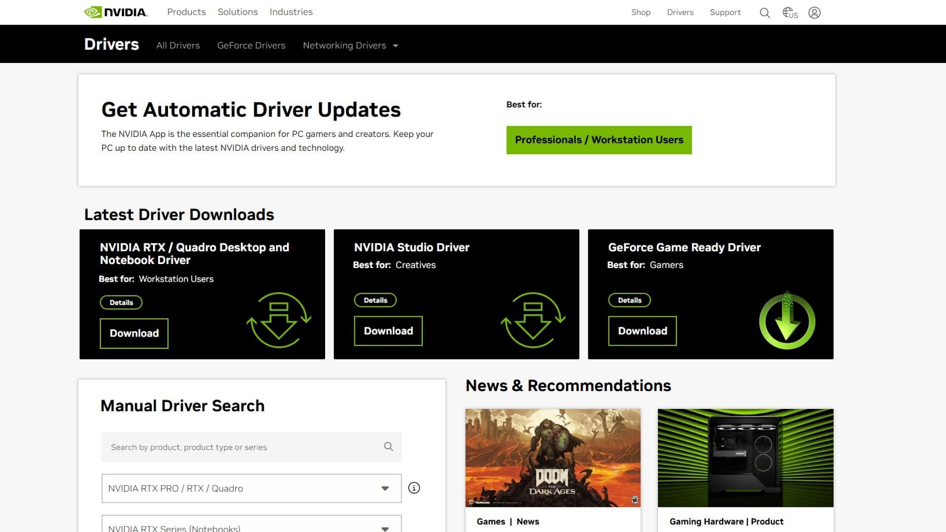 Updating graphics drivers (Image via Nvidia)